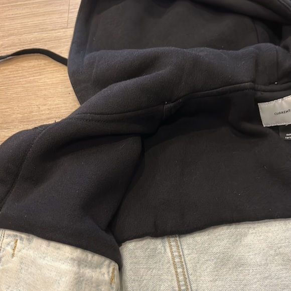 Current and Elliot jean jacket with sweatshirt hood and sleeves - Picture 3 of 4